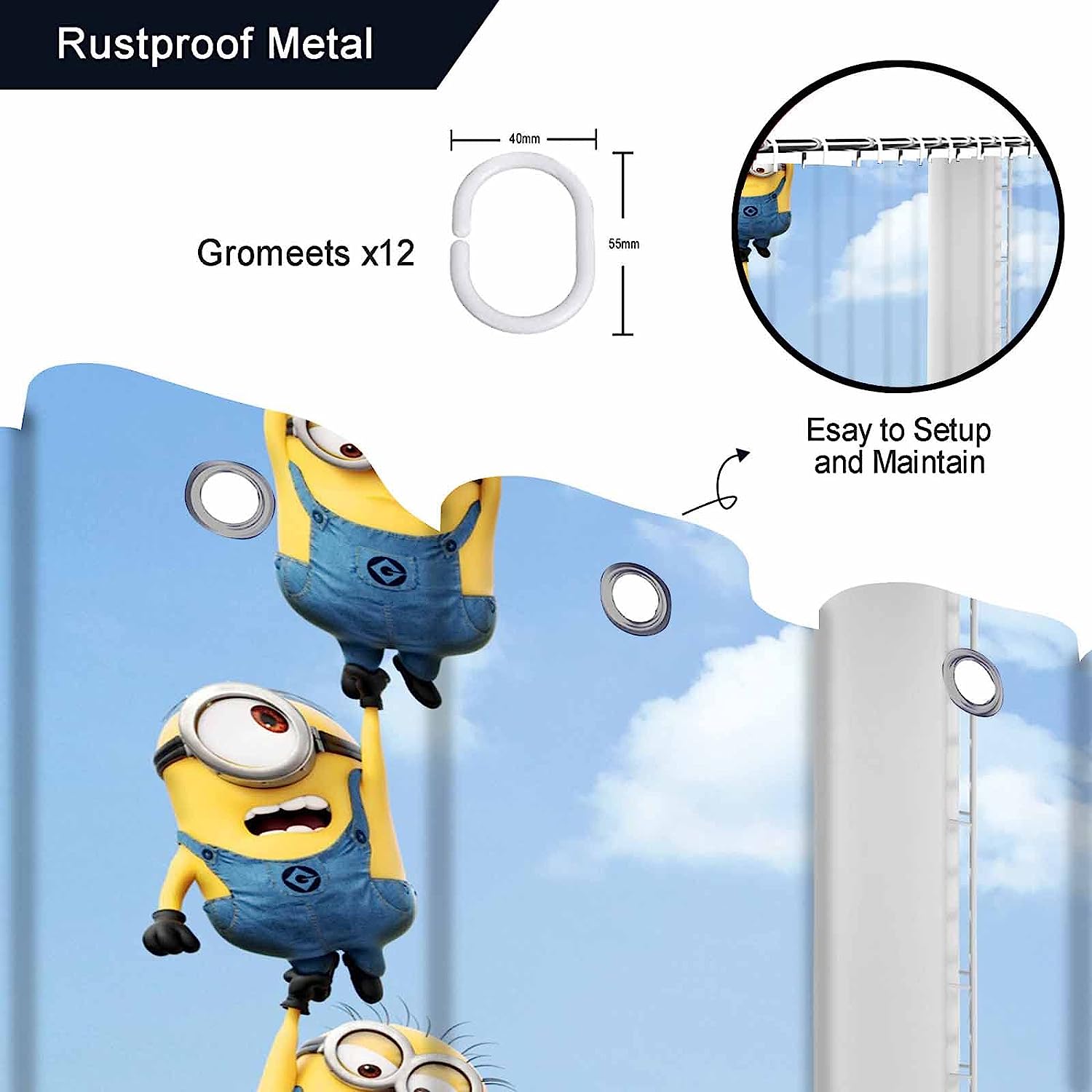 Durable Anime Bathtub Shower Curtain For Modern Hotel Decor And Gifts - Image 2