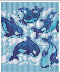 Durable Bath Curtain Liner for Your Personalized Killer Whale Family Bathroom