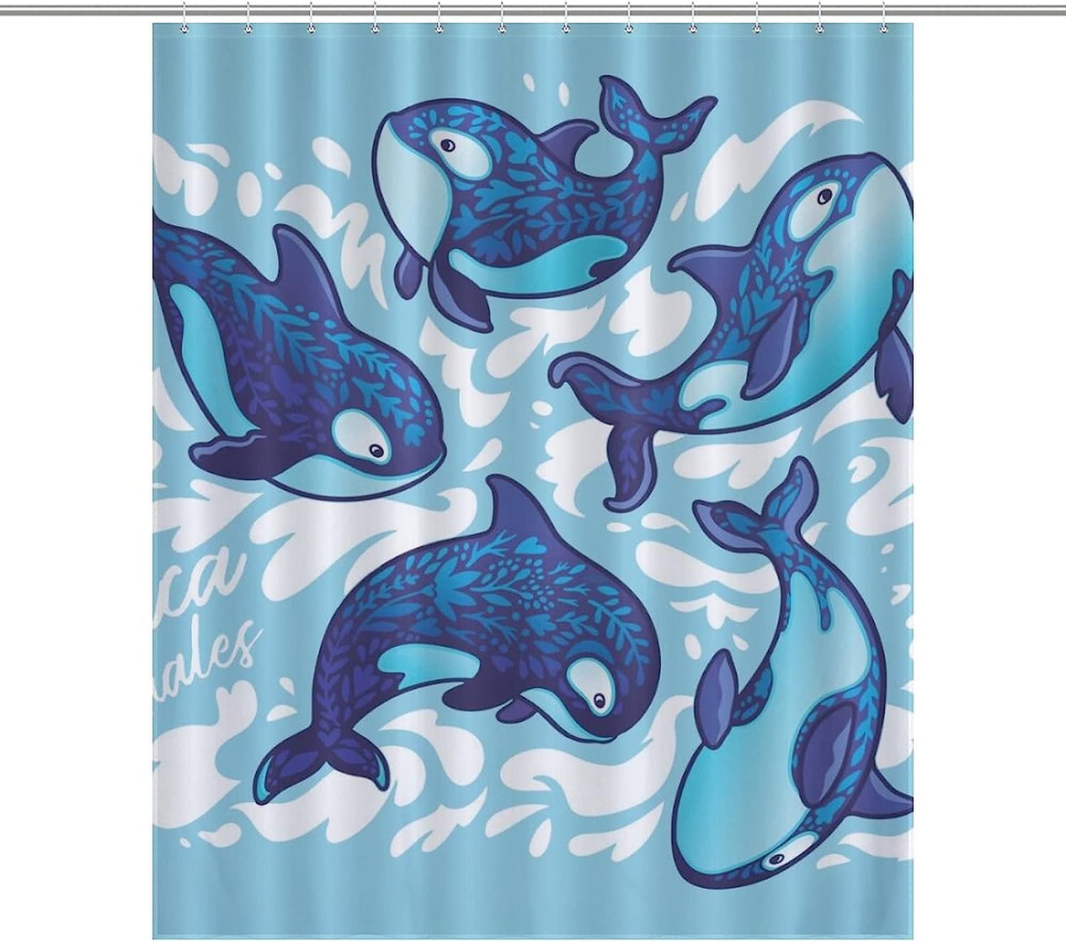 Durable Bath Curtain Liner for Your Personalized Killer Whale Family Bathroom