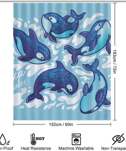 Durable Bath Curtain Liner for Your Personalized Killer Whale Family Bathroom