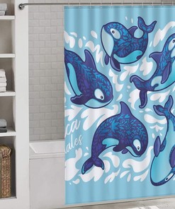 Durable Bath Curtain Liner for Your Personalized Killer Whale Family Bathroom