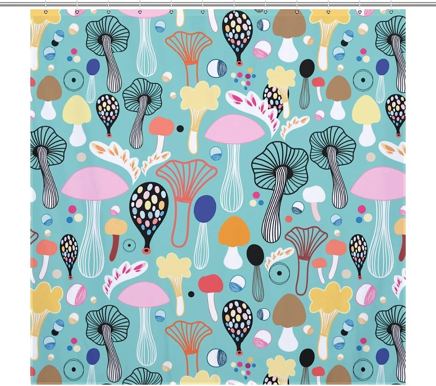 Durable Fabric Colorful Mushrooms Shower Curtain For Vibrant Bathroom Decor