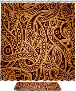 Durable Fabric Octopus Shower Curtain: Suckers Pattern Paisley.