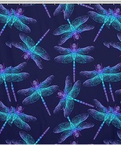 Durable Fabric Waterproof Dragonfly Shower Curtain For Beautiful Bathroom Decor