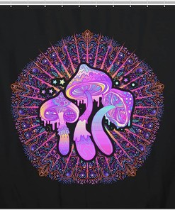 Durable Fabric Waterproof Mushroom Shower Curtain, Psychedelic Bathroom Decor