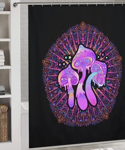 Durable Fabric Waterproof Mushroom Shower Curtain, Psychedelic Bathroom Decor
