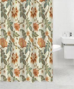 Durable, Microfiber Floral Fabric Shower Bath Curtain For A Practical Bathroom 