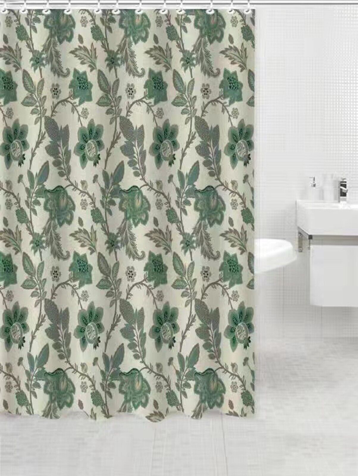 Durable, Microfiber Floral Fabric Shower Bath Curtain For A Practical Bathroom