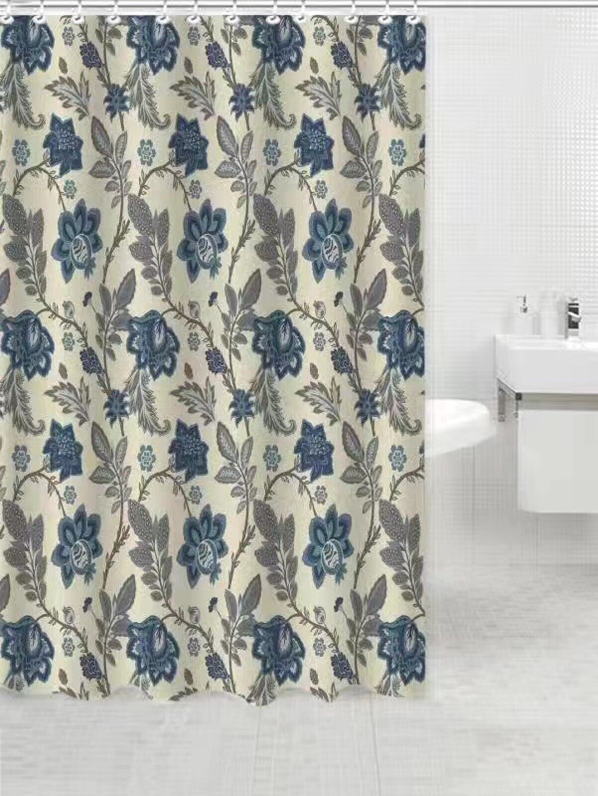 Durable, Microfiber Floral Fabric Shower Bath Curtain For A Practical Bathroom