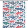 Durable Personalized Bath Curtain Liner With Colorful Shark Print For Kids' Or Guest Bathroom