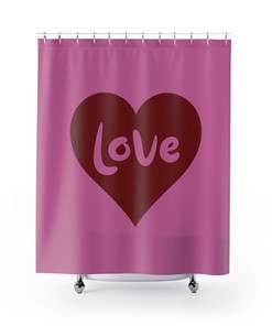 Durable Pink Love Heart Shower Curtain for a Dazzling and Exquisite Bathroom