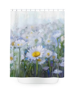 Durable Purple and Yellow Floral Shower Curtain, Bath Decor