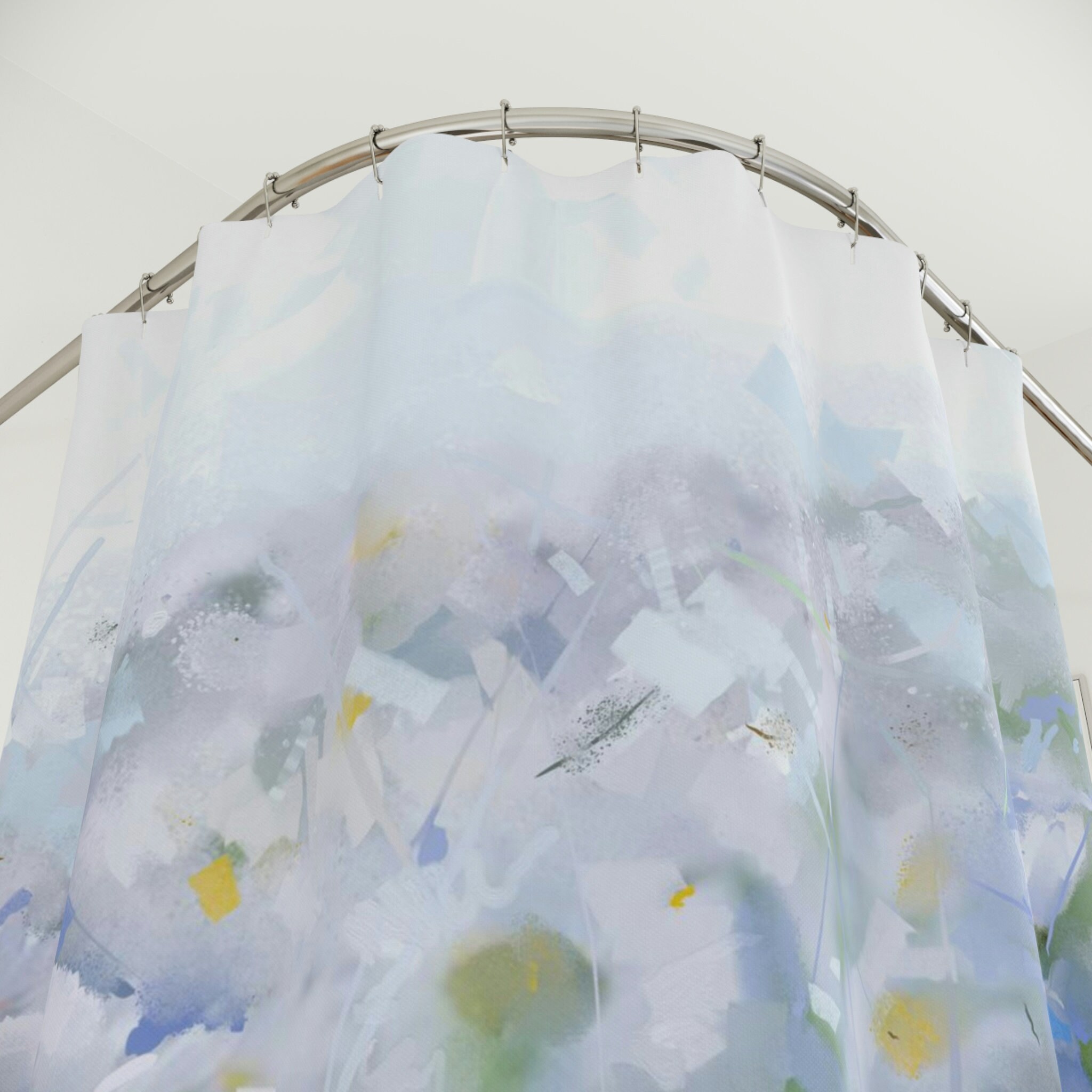 Durable Purple and Yellow Floral Shower Curtain, Bath Decor