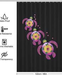 Durable Washable Hawaii Honu Sea Turtles Modern Shower Curtain