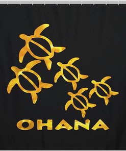 Durable Washable Hawaiian Sea Turtle Fabric Bathroom Shower Curtain - Ohana Honu