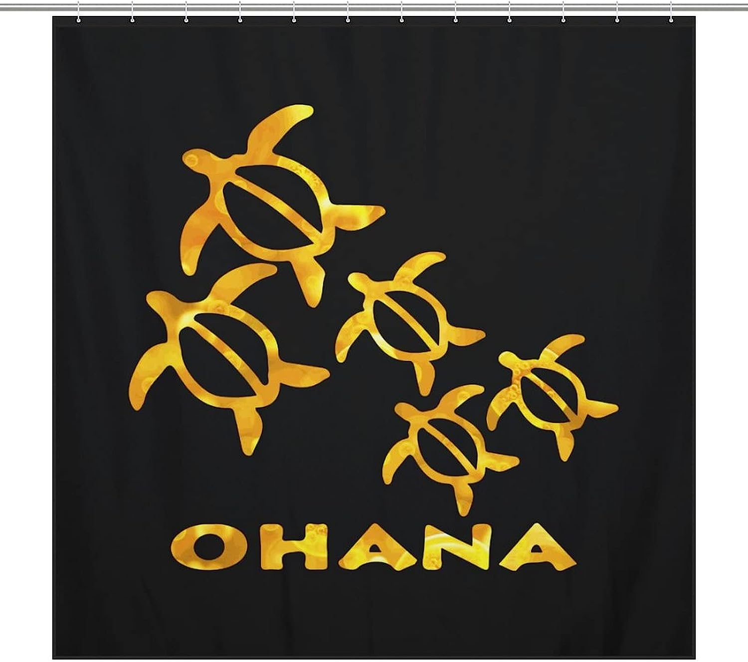 Durable Washable Hawaiian Sea Turtle Fabric Bathroom Shower Curtain - Ohana Honu