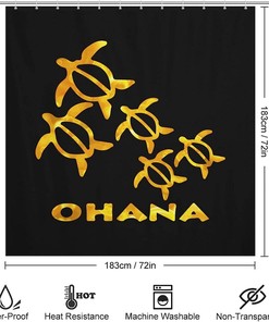 Durable Washable Hawaiian Sea Turtle Fabric Bathroom Shower Curtain - Ohana Honu