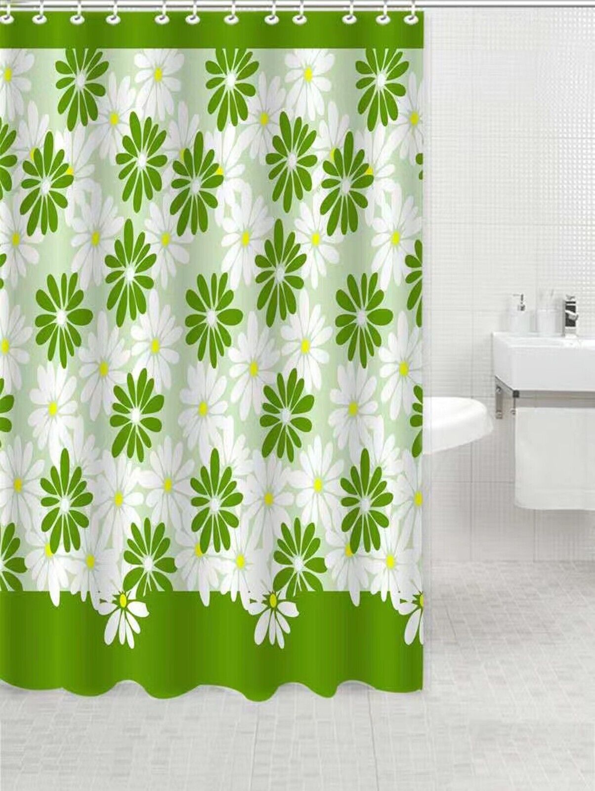 Durable, Washable Microfiber Floral Fabric Shower Bath Curtain For A Long-Lasting Bathroom