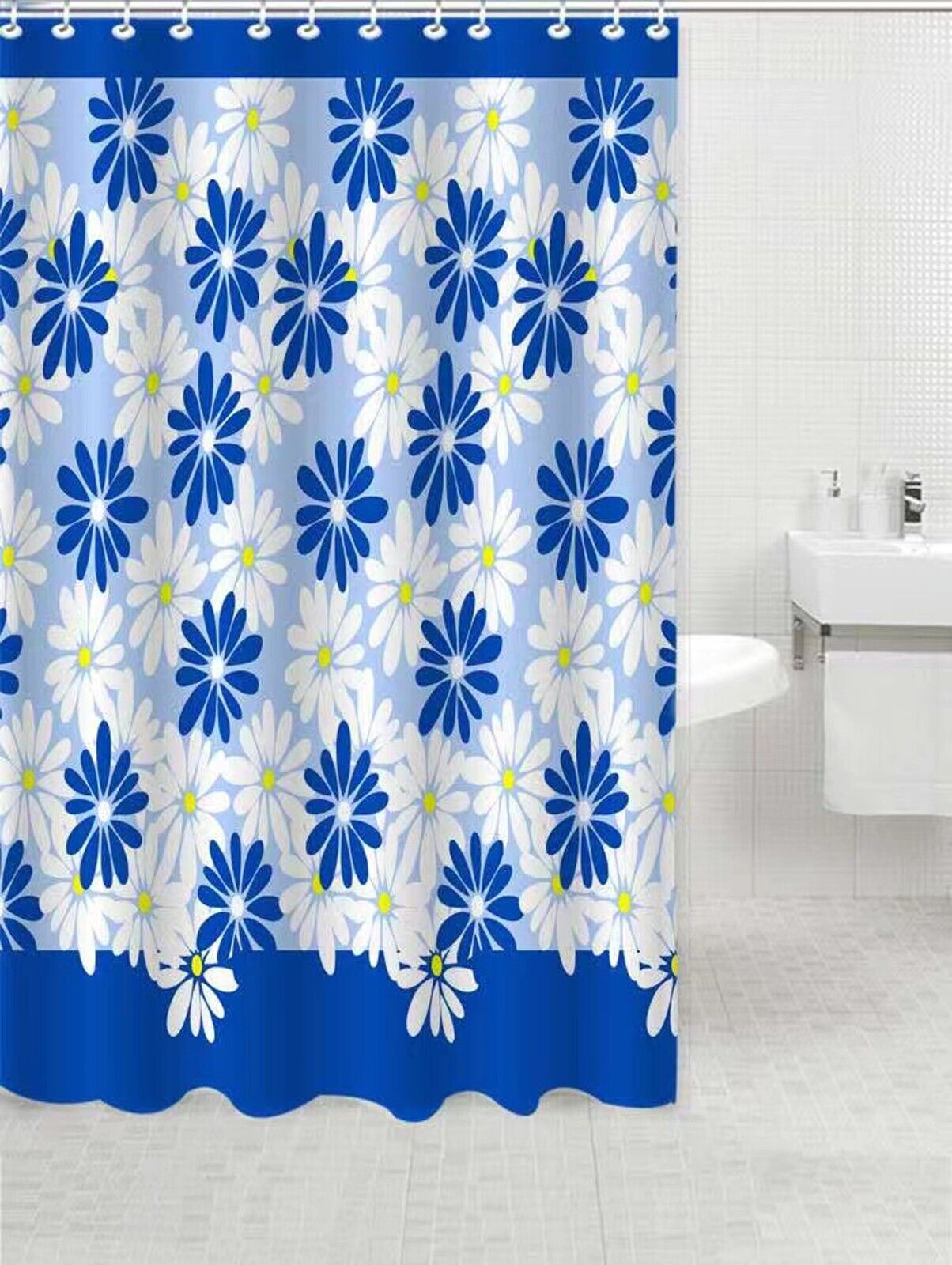 Durable, Washable Microfiber Floral Fabric Shower Bath Curtain For A Long-Lasting Bathroom