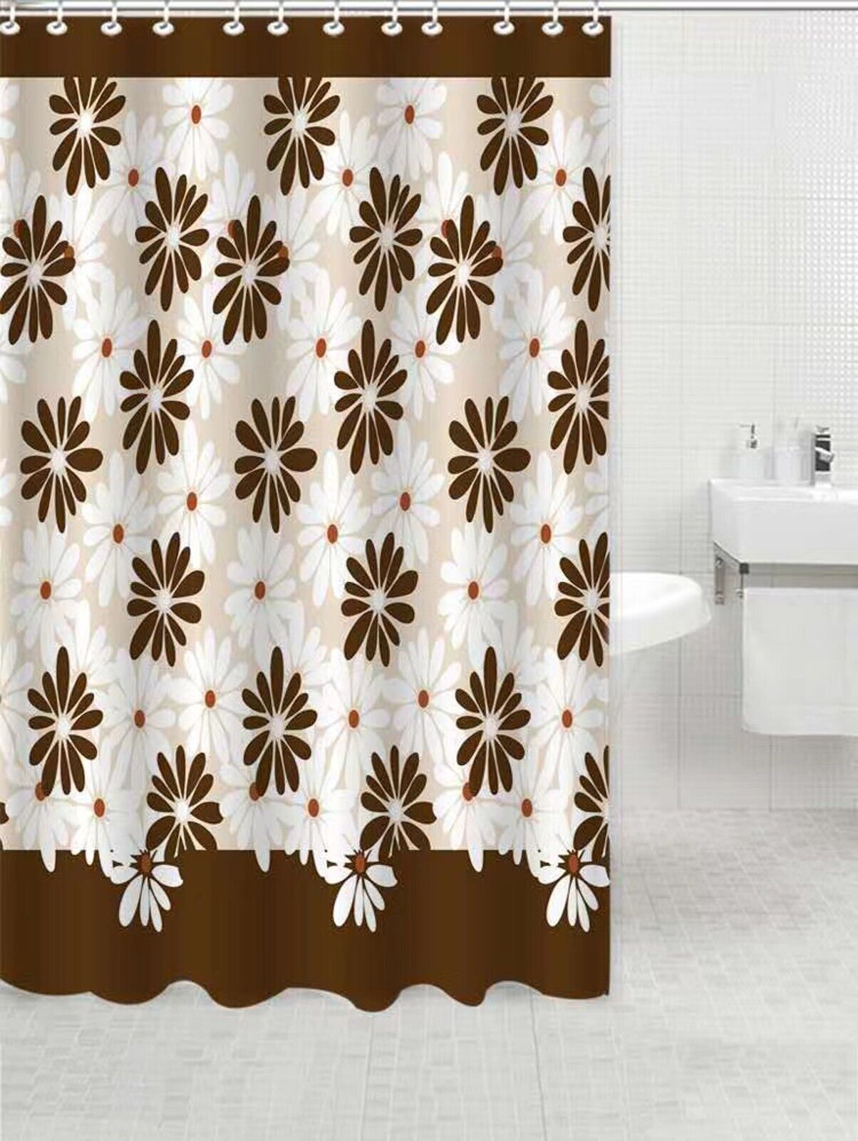 Durable, Washable Microfiber Floral Fabric Shower Bath Curtain For A Long-Lasting Bathroom