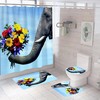 Durable Waterproof Bath Curtain with 3D Printed Elephant and Flowers 