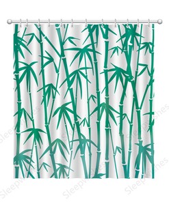 Durable Waterproof Fabric Shower Curtain with Oriental Bamboo Print