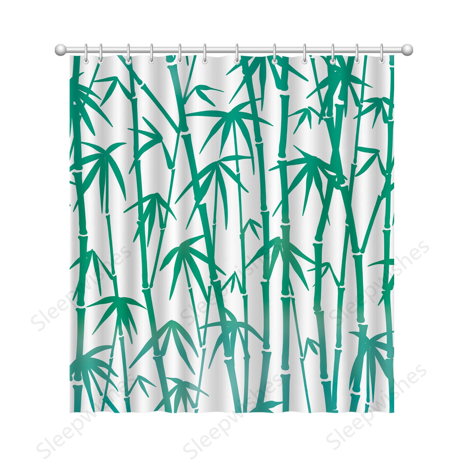 Durable Waterproof Fabric Shower Curtain with Oriental Bamboo Print