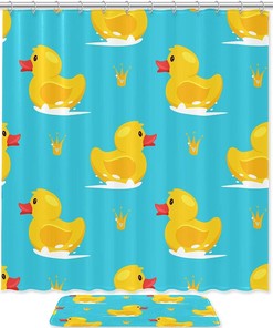 Durable Waterproof Yellow Rubber Duck Bath Curtain for Bathroom Decor 