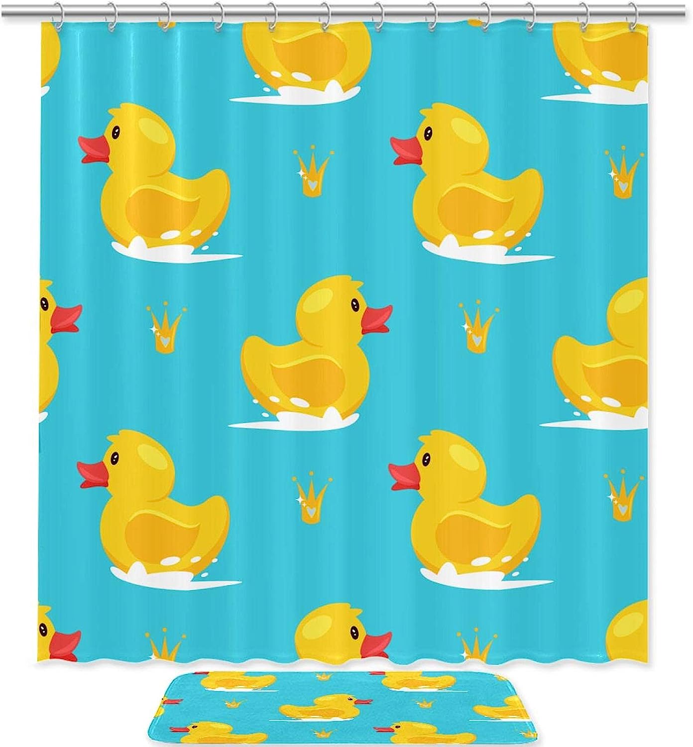 Durable Waterproof Yellow Rubber Duck Bath Curtain for Bathroom Decor