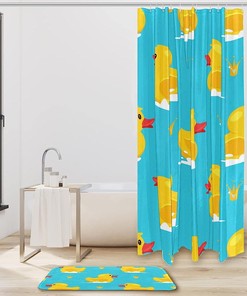 Durable Waterproof Yellow Rubber Duck Bath Curtain for Bathroom Decor