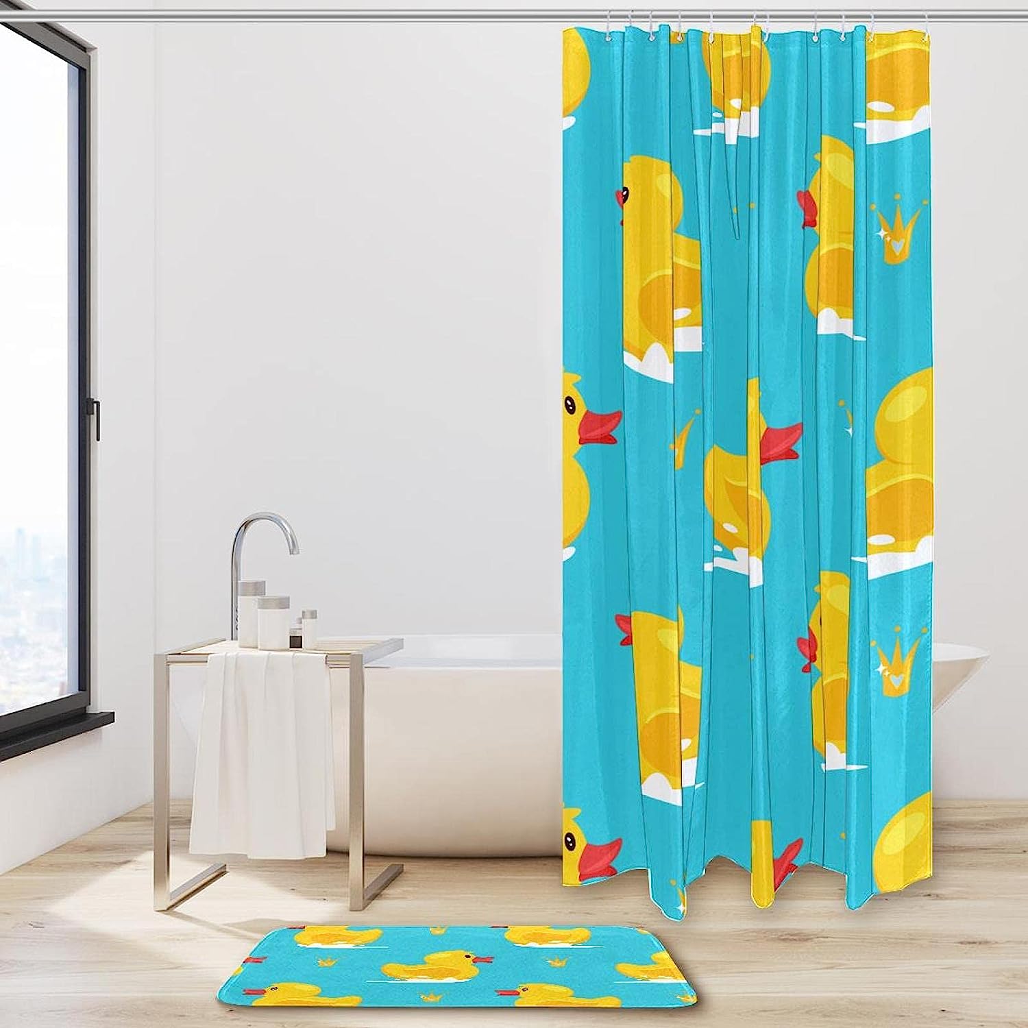 Durable Waterproof Yellow Rubber Duck Bath Curtain for Bathroom Decor