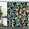 Durable and Colorful Orange and Green Leaf Shower Curtain for a Playful Bathroom
