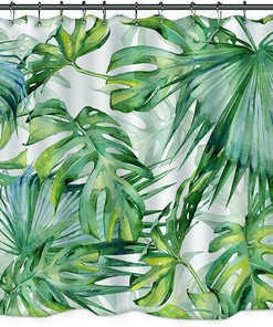 Durable and Contemporary Tropical Leaves Shower Curtain for Modern Bathroom Decor