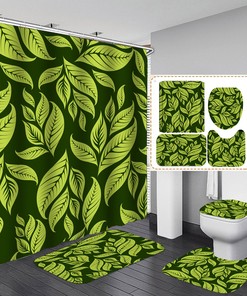 Durable and Fashionable Waterproof Tropical Plant Leaves Shower Curtain for Your Bathroom Decor