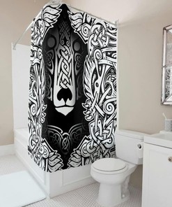 Durable and Washable Viking War Bear Fall Curtains Shower Curtain for Bathroom- White Curtain