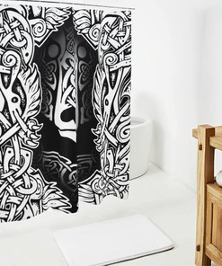 Durable and Washable Viking War Bear Fall Curtains Shower Curtain for Bathroom- White Curtain
