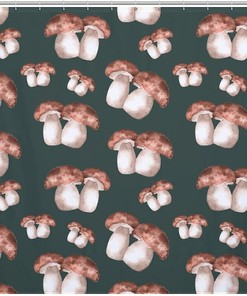 Durable and Waterproof Porcini Mushroom Bathroom Shower Curtain 