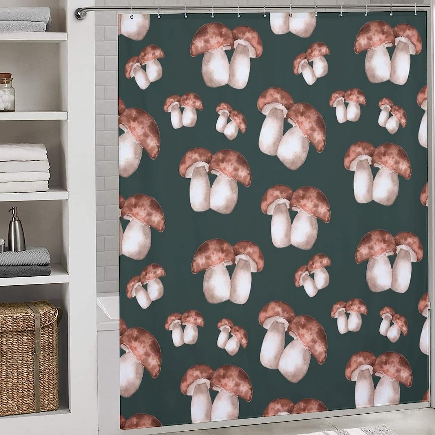 Durable and Waterproof Porcini Mushroom Bathroom Shower Curtain