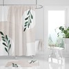 Dusty Blush Beige Green Floral Boho Shower Curtain Set With Hand Towel And Abstract Watercolor Art
