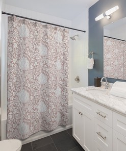 Dusty Rose Floral William Morris Shower Curtain - Vintage Bathroom Accessory