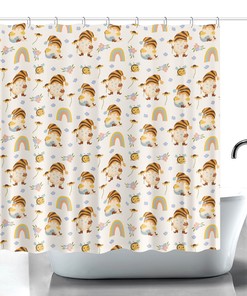 Dwarf Bee Bath Curtain Bee and Gnomes Nature Lover Shower Curtain