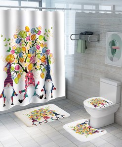 Dwarf Enjoying Easter Day With Travel Shower Curtain Waterproof Fabric