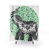 Earth Day Elephants Green Environment Shower Curtain - Hand Drawn Waterproof Fabric Bath Curtain