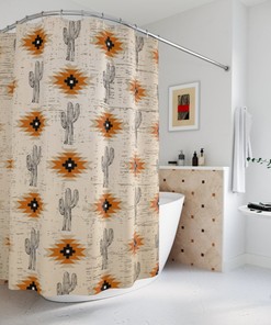 Earth Tone Aztec Print Shower Curtain for Bathroom Decor
