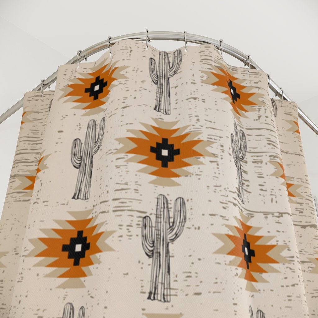 Earth Tone Aztec Print Shower Curtain for Bathroom Decor