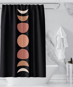 Earth Tone Moon Phase Shower Curtain: Modern Boho Bathroom Decor