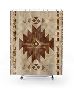 Earth Tones Tribal Shower Curtain - Native American Bathroom Decor