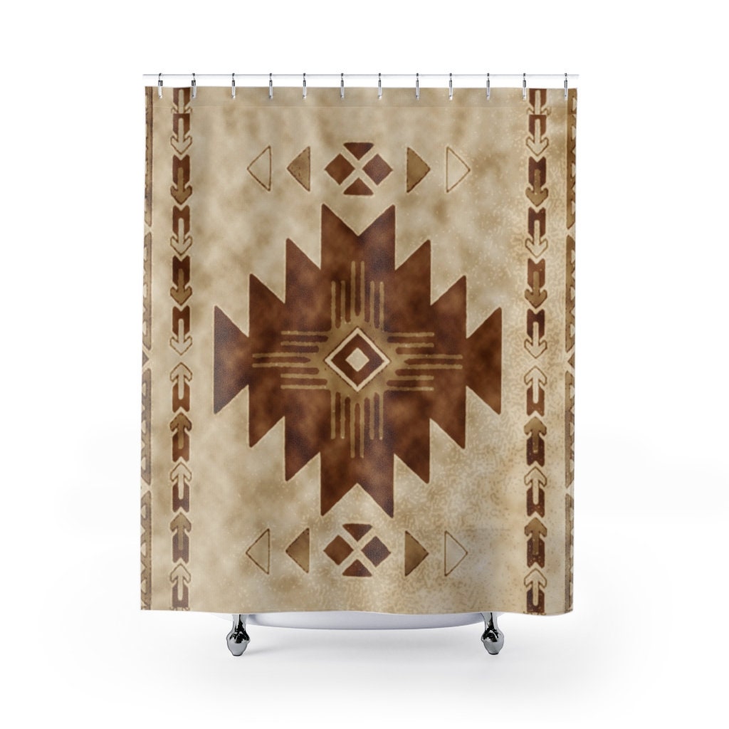 Earth Tones Tribal Shower Curtain - Native American Bathroom Decor
