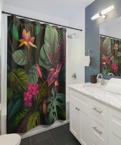 Earth Tones: Tropical Rainforest Shower Curtain for Natural Bathroom Decor