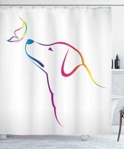 Earth'S Miracle Labrador Shower Curtain - Cloth Fabric Bathroom Decor In White Multicolor